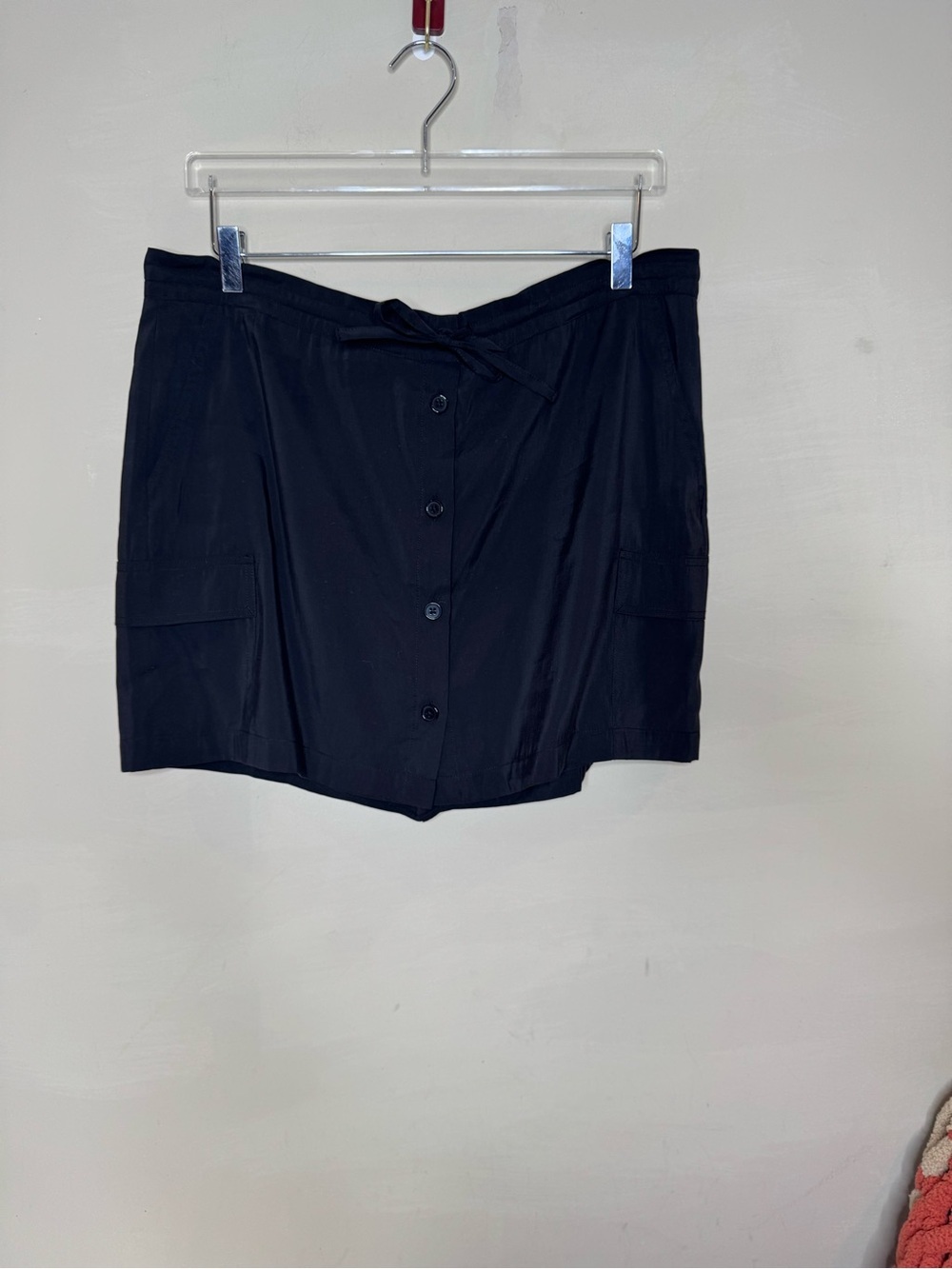 CAbi Black Skort with Tie Waist and Flap Pockets size medium